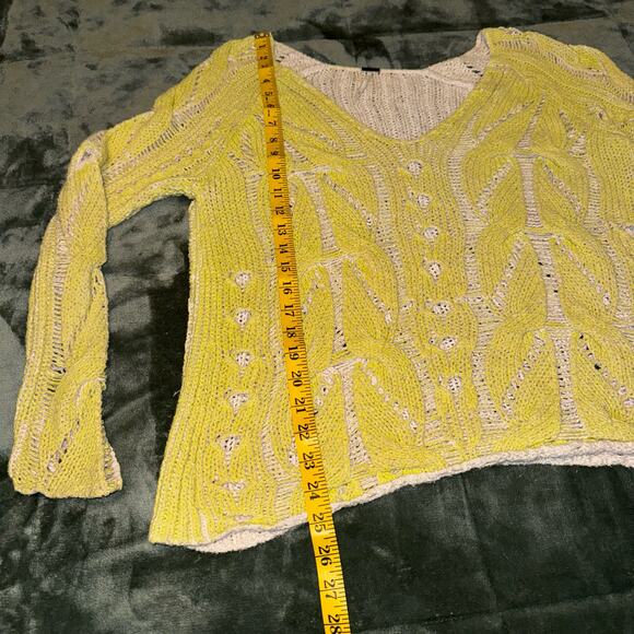 Free People Distressed Lime green/yellow Sweater Women's Size Small - Picture 7 of 8